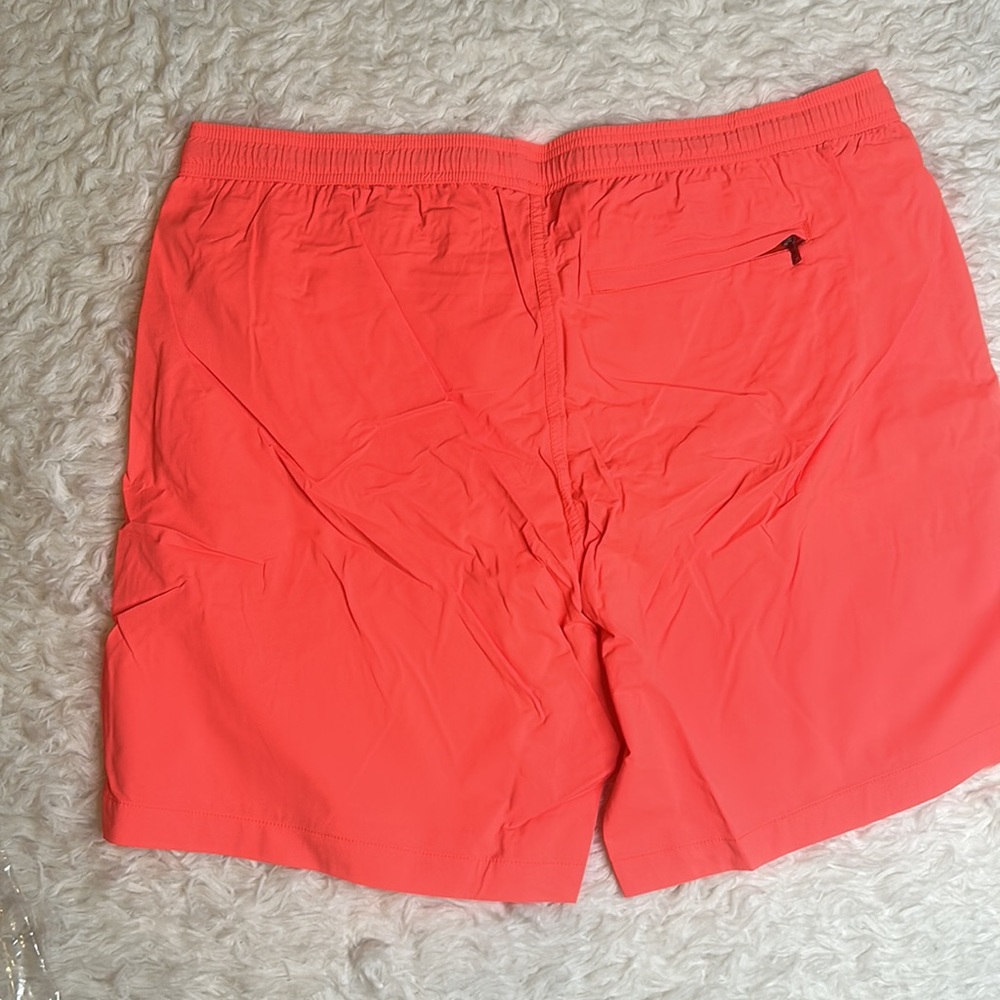 Onia Charles Trunk 7” Neon Coral Italian Stretch Mens Swim Trunks - Picture 3 of 11
